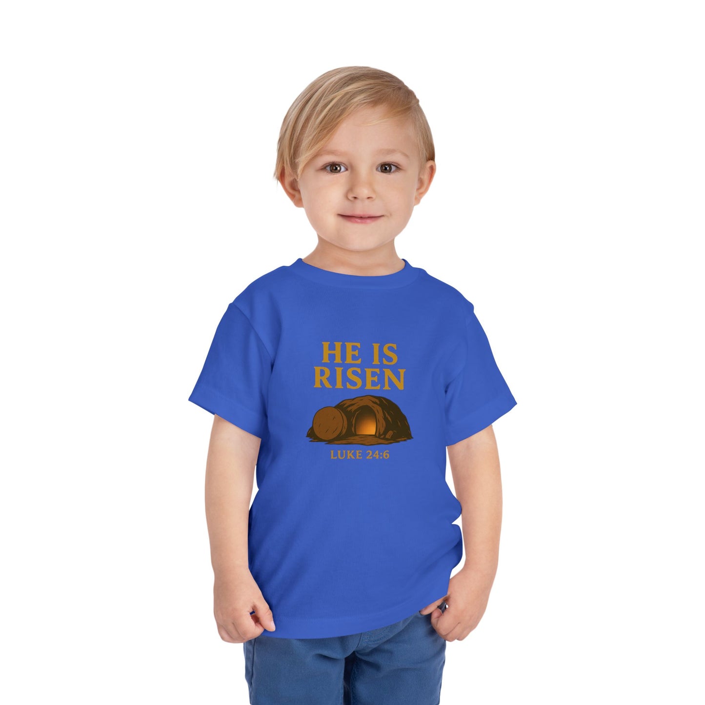 He Is Risen Toddler T-Shirt – Luke 24:6 - Empty Tomb Graphic