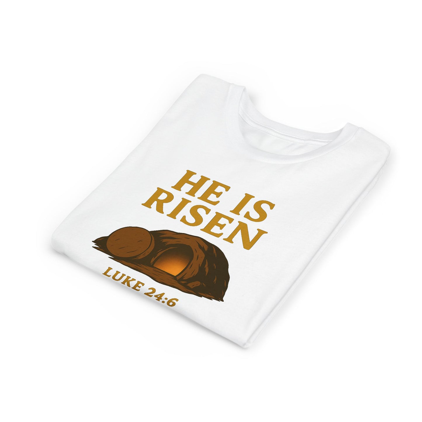 He is Risen Kids T-Shirt - Luke 24:6 - Empty Tomb Graphic