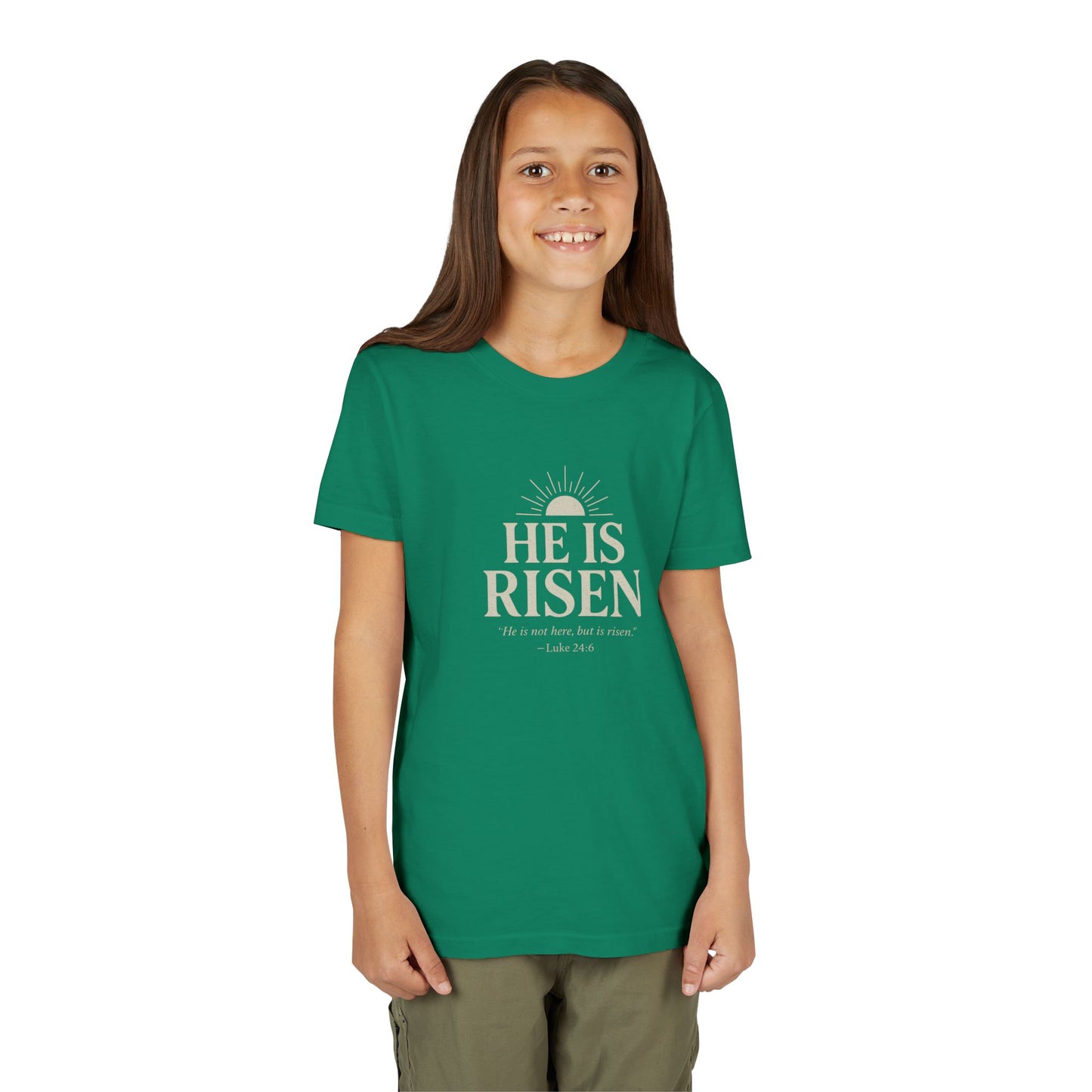 He Is Risen Kids T-Shirt - Luke 24:6