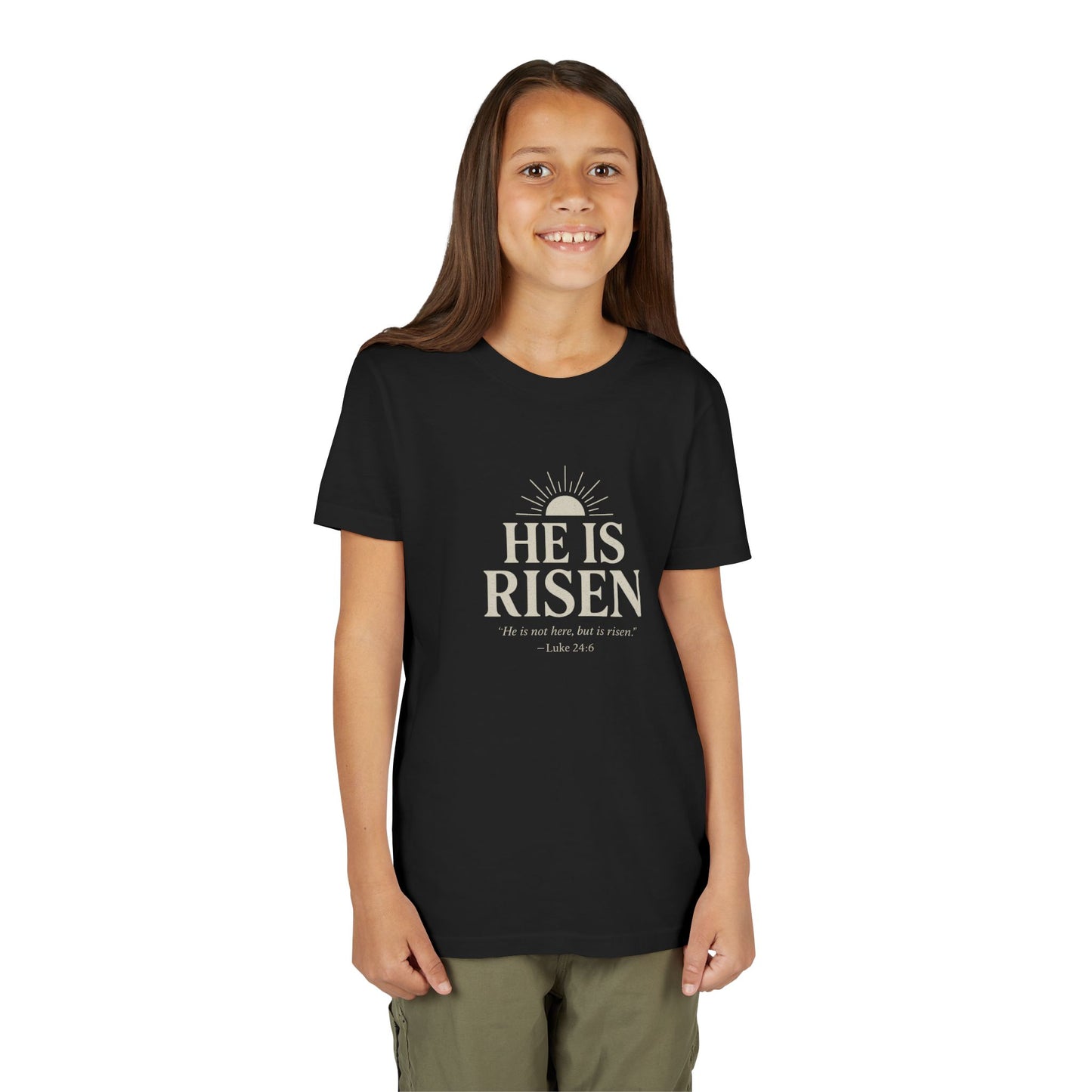 He Is Risen Kids T-Shirt - Luke 24:6