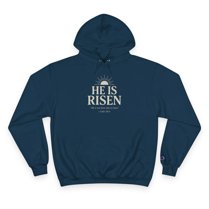 He Is Risen Christian Hoodie – Luke 24:6 Bible Verse Sweatshirt for Men and Women