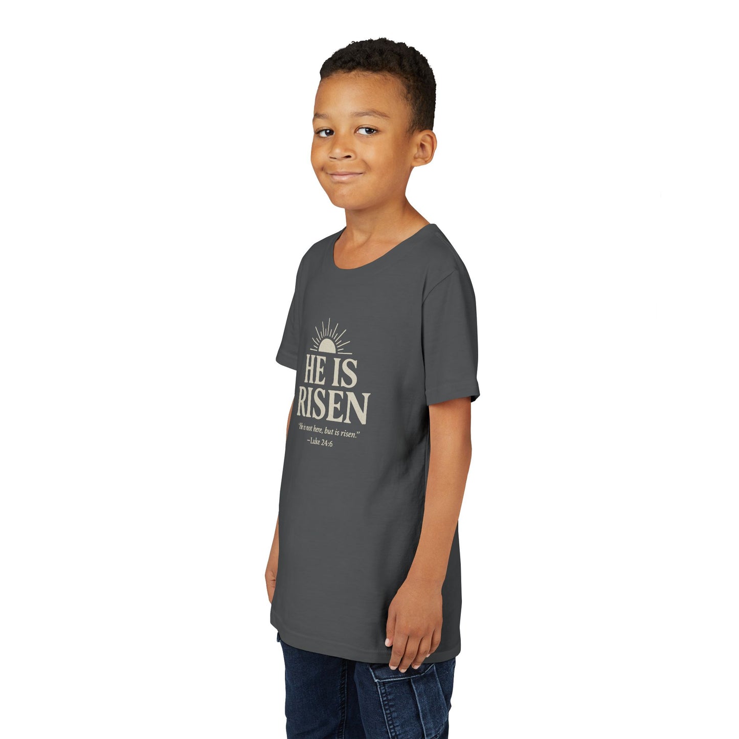 He Is Risen Kids T-Shirt - Luke 24:6