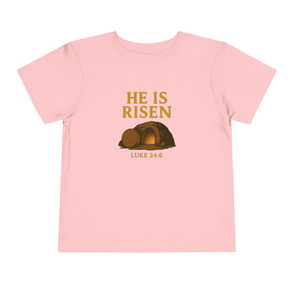 He Is Risen Toddler T-Shirt – Luke 24:6 - Empty Tomb Graphic