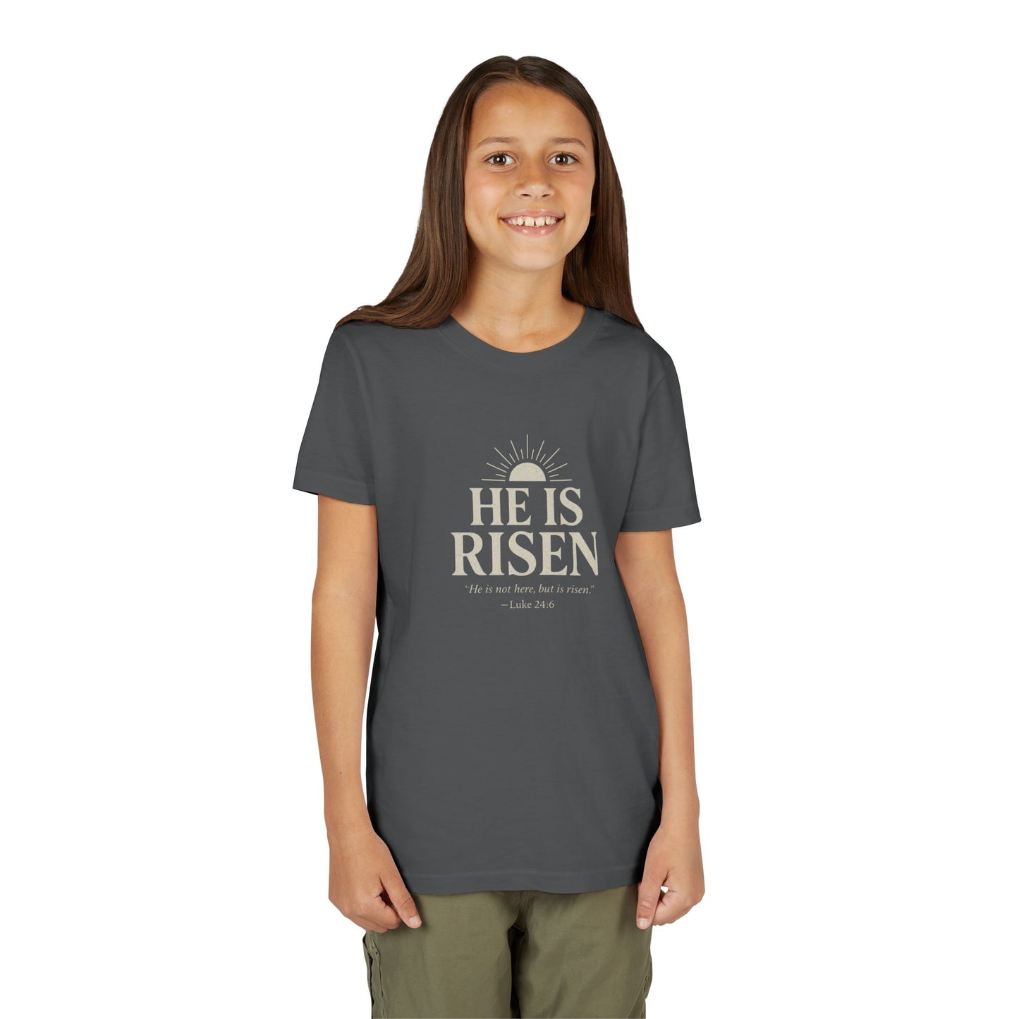 He Is Risen Kids T-Shirt - Luke 24:6