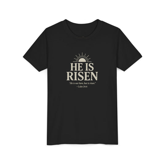 He Is Risen Kids T-Shirt - Luke 24:6