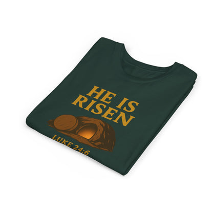 He is Risen Kids T-Shirt - Luke 24:6 - Empty Tomb Graphic
