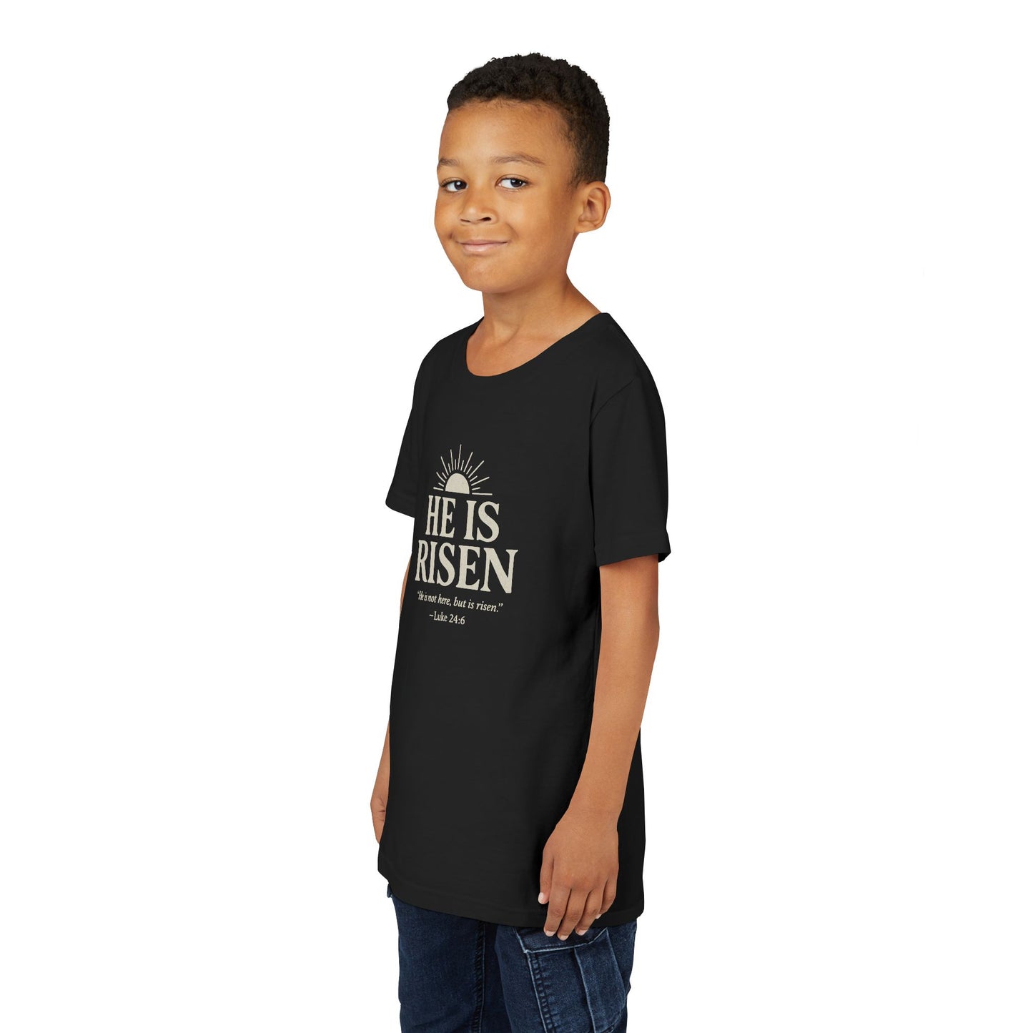 He Is Risen Kids T-Shirt - Luke 24:6