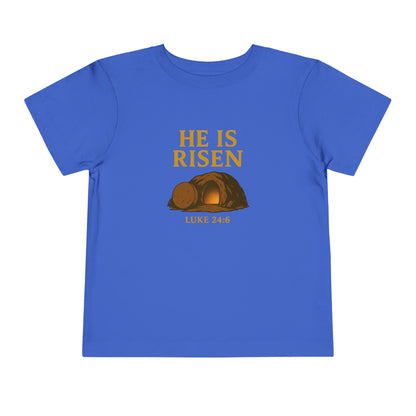 He Is Risen Toddler T-Shirt – Luke 24:6 - Empty Tomb Graphic