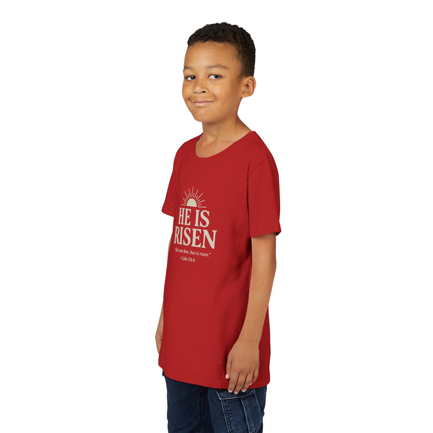 He Is Risen Kids T-Shirt - Luke 24:6