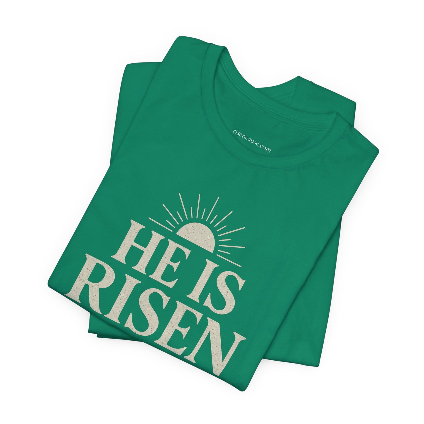 He Is Risen Christian T-Shirt - Luke 24:6 Bible Verse Faith Tee