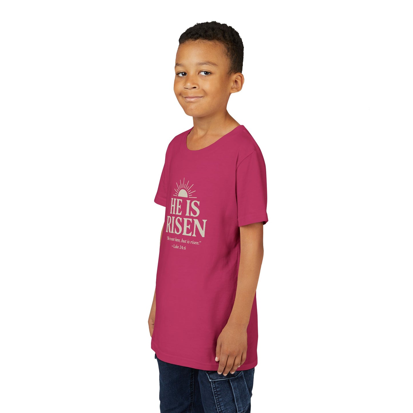 He Is Risen Kids T-Shirt - Luke 24:6
