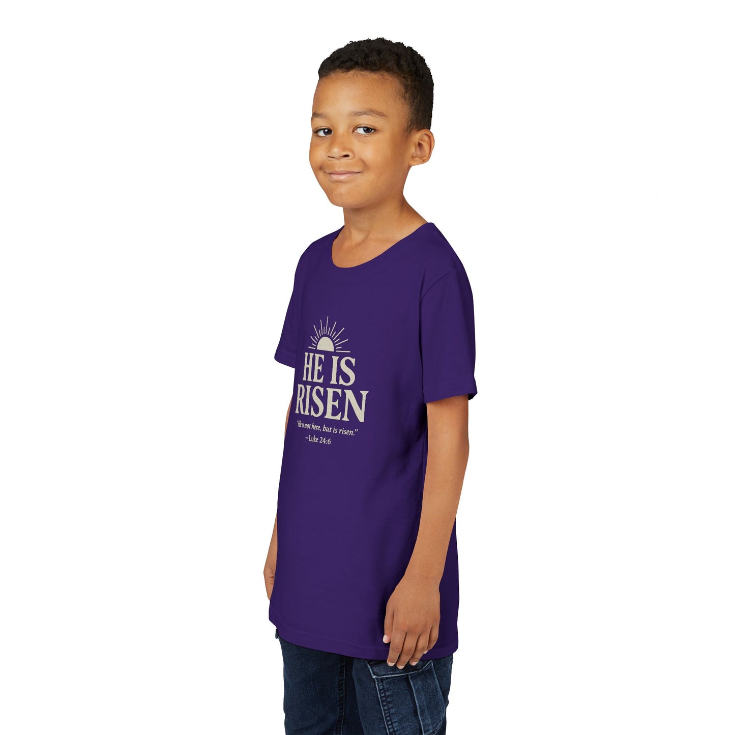 He Is Risen Kids T-Shirt - Luke 24:6