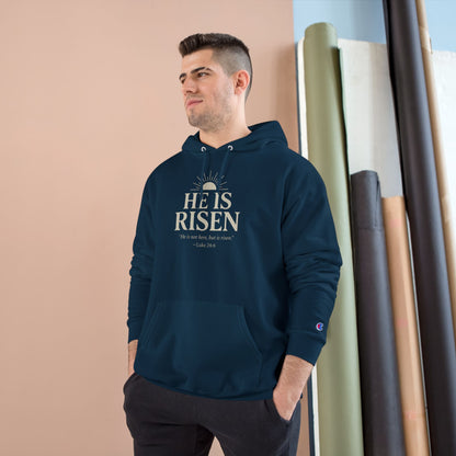 He Is Risen Christian Hoodie – Luke 24:6 Bible Verse Sweatshirt for Men and Women