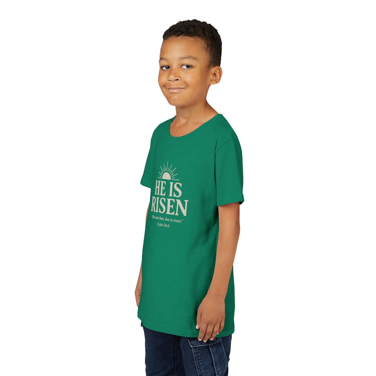 He Is Risen Kids T-Shirt - Luke 24:6